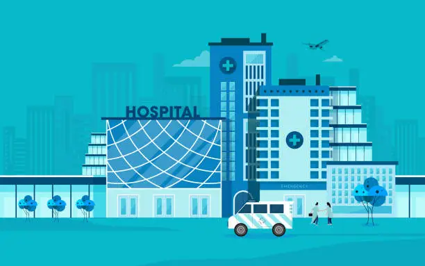 Vector illustration of Medical concept with hospital building in flat style.