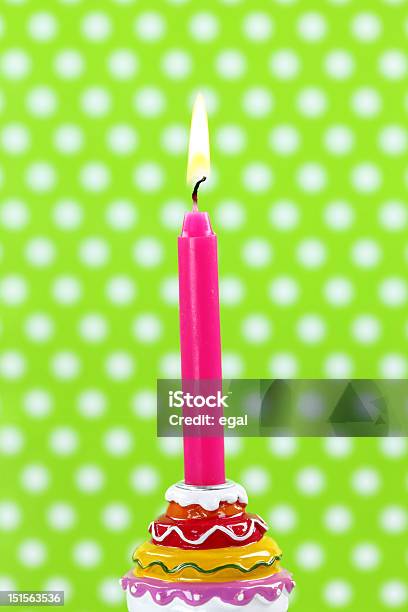 Pink Birthday Candle Stock Photo - Download Image Now - Anniversary, Birthday, Birthday Cake