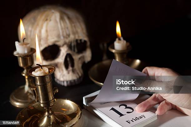 Friday 13th On A Calendar Stock Photo - Download Image Now - Friday the 13th, Number 13, Calendar