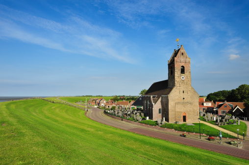 Small church in a little village called Wierum, Friesland The Netherlands