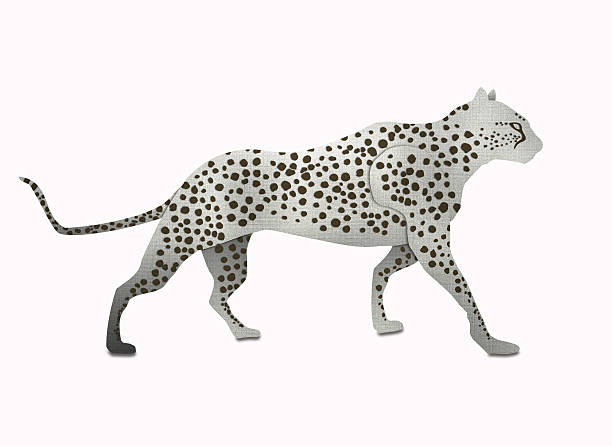 Snow Leopard form recycled paper isolated on white