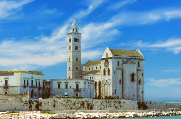 Trani cathedral in Apulia, Italy under blue sky