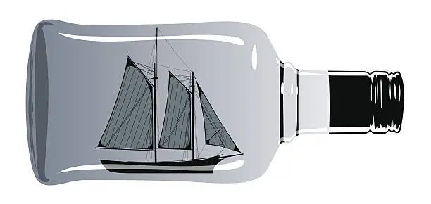 Vector illustration of ship in a bottle