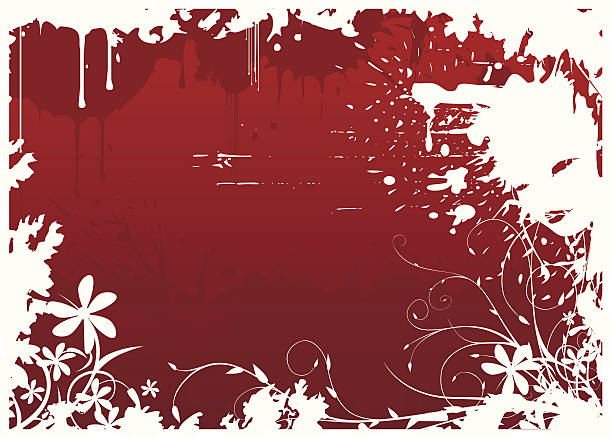 czerwone tło - scroll shape flower floral pattern grunge stock illustrations