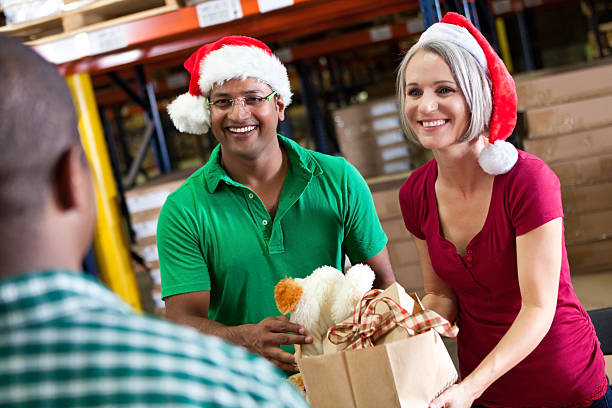 Volunteers collecting donations at Christmas
