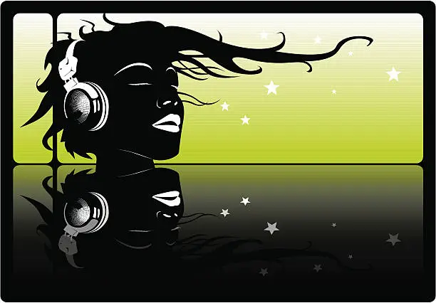 Vector illustration of girl with headphones