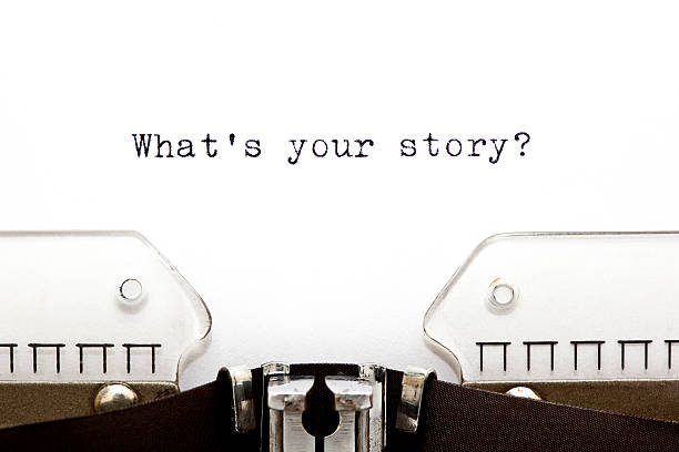 máquina de escribir ¿cuál es tu historia - typebar fotografías e imágenes de stock