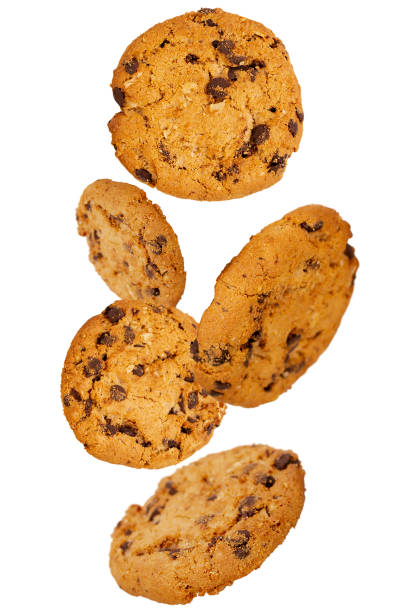 istock Oatmeal chocolate chip cookies fly from top to bottom. 1515773761