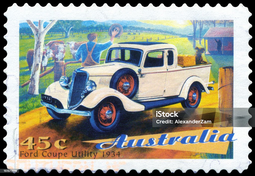 Ford Cup A Stamp printed in AUSTRALIA shows the Ford Coupe Utility, 1934, Classic cars series, circa 1997 Australia Stock Photo