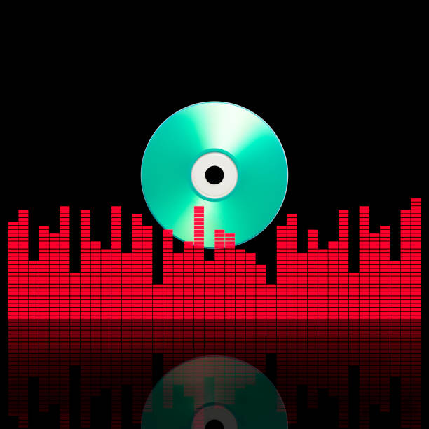 istock Music CD with sound graphic equalizer against black background 1515779522