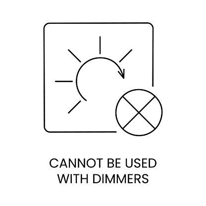 Vector line icon indicating incompatibility with light dimmers