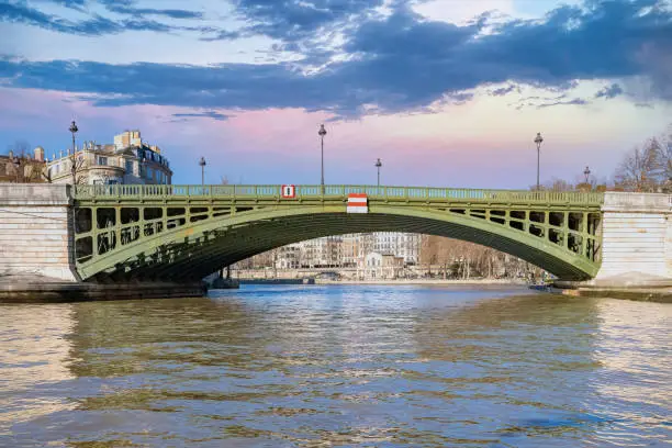 Paris, panorama of the Sully bridge on the ile de la Cite, view on the Seine