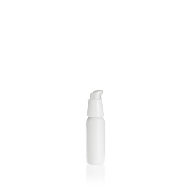 istock White cylindrical small PEHD bottle container with white lotion pump on white background. Template of a bottle for cosmetics. 1515834429