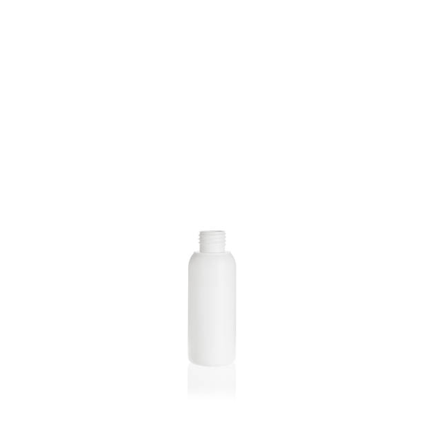 istock White cylindrical small PEHD bottle container on white background. Template of a bottle for cosmetics and medical products. 1515834983