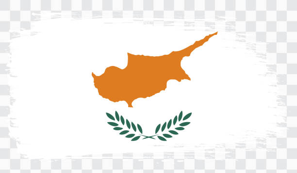 grunge-pinselstrich mit zypern-nationalflagge. aquarellmalerei flagge, plakat, banner der nationalflagge. aquarellzeichnung im stil. vektor isoliert auf transparentem hintergrund. - cypruss stock-grafiken, -clipart, -cartoons und -symbole