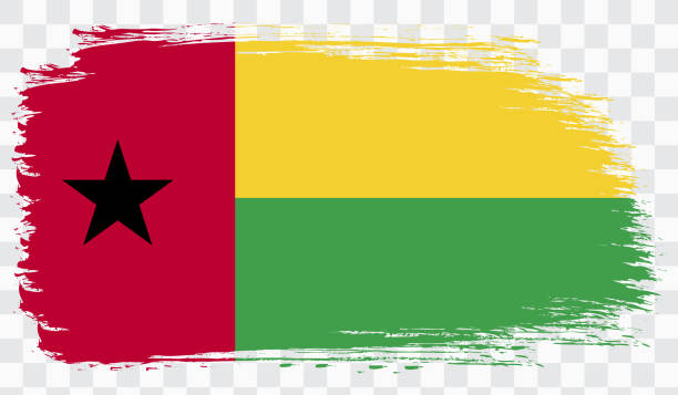 기니 비사우 국기와 함께 그런 지 브러시 스트로크. 수채화 그림 깃발, 포스터, 국기의 배너. 스타일 수채화 그리기. 투명한 배경에 격리된 벡터입니다. - guinea bissau flag stock illustrations