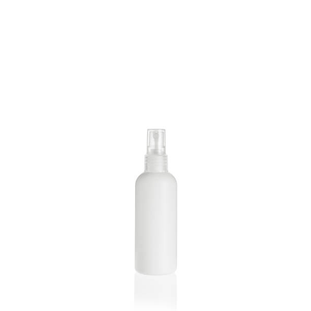istock White cylindrical medium PEHD bottle container with trasparent spray pump on white background. Packaging of antiseptic. Template of a bottle for cosmetics and medical products. 1515843625
