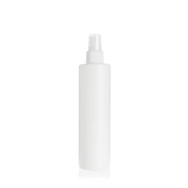 istock White cylindrical PEHD bottle container with white spray pump. Packaging of antiseptic. Template of a bottle for cosmetics and medical products.  Isolated on white background, copy space template, banner. 1515862526