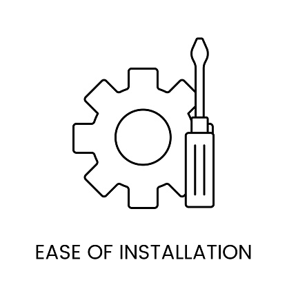 Vector line icon representing ease of installation