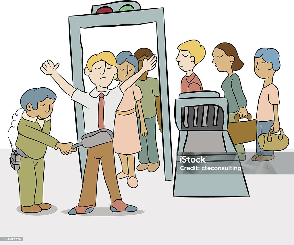 Security Checkpoint Line People going through an airport security checkpoint. Airport stock vector