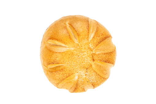 Freshly baked round bread isolated on white background. High quality photo