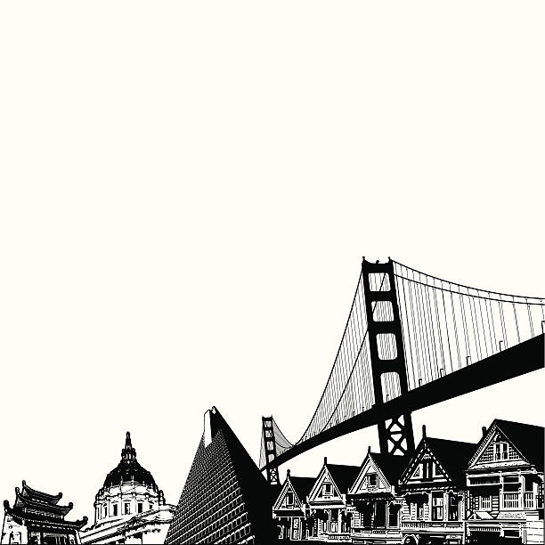 san francisco budynków - golden gate bridge bridge san francisco county vector stock illustrations