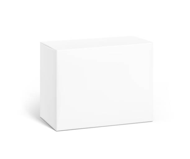 Realistic cardboard box mockup. Vector illustration isolated on white background. Half side view. Can be use for food, cosmetic, pharmacy, sport and etc. Ready for your design. EPS10. cardboard box mockup stock illustrations