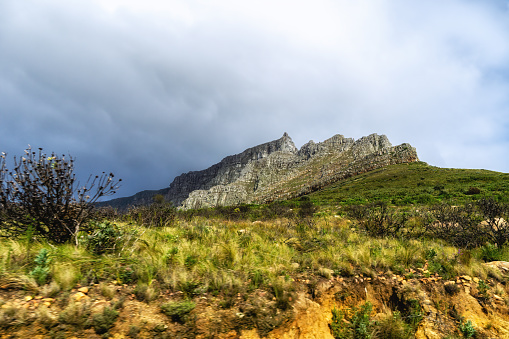 Stunning views of Table Mountain on a moody day, from the way up the Platteklip Gorge to the summit plateau.