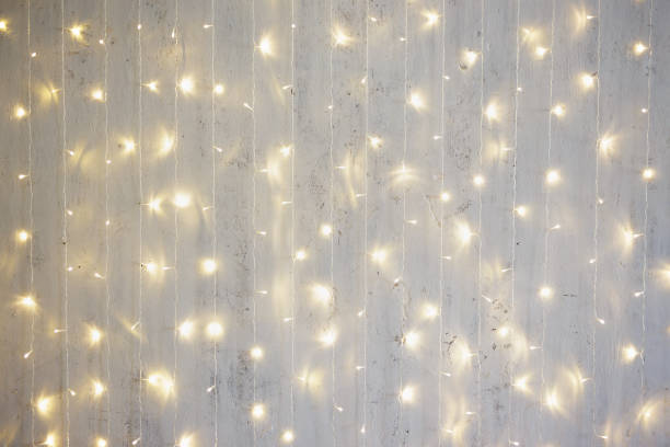 istock Christmas background - garland lights on wall 1516035322