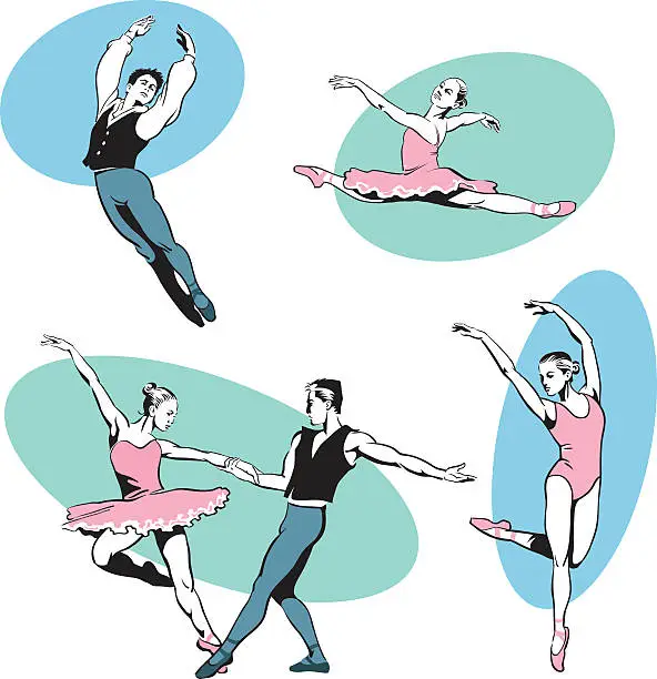 Vector illustration of Ballet Dancers Performing 2