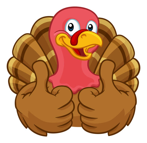 illustrazioni stock, clip art, cartoni animati e icone di tendenza di turchia ringraziamento o natale cartoon character - turkey thanksgiving farm meal