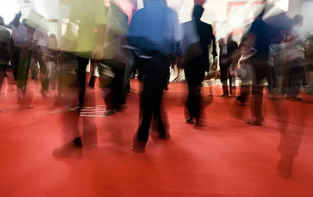 People attending to a tradeshow