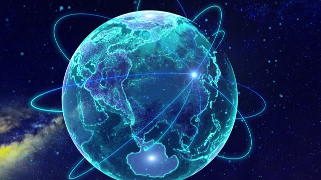 Earth internet technology light radiation covering the whole world