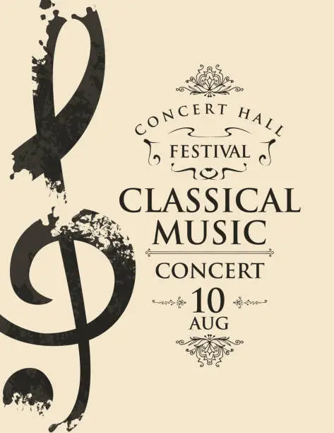 Vector illustration of Poster for a live classical music concert