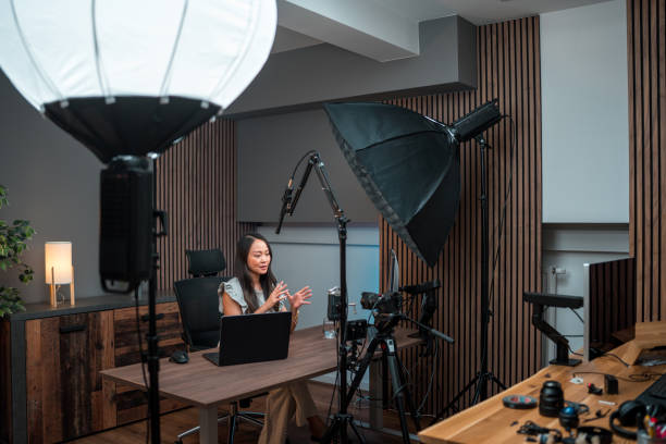istock Professional Video Recording Setup with Asian Female Creator 1516112715