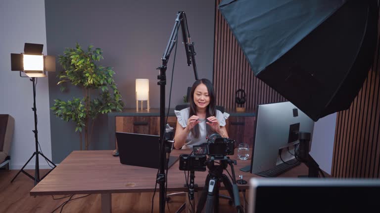 Confident Asian Female Creator in Action