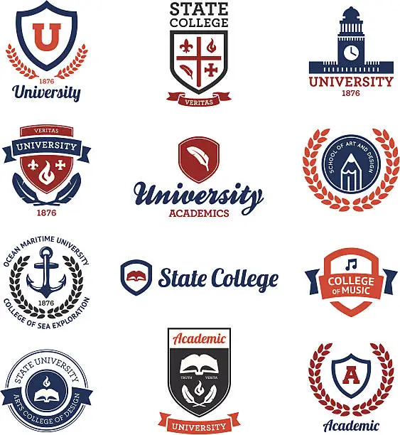 Vector illustration of University and college emblems