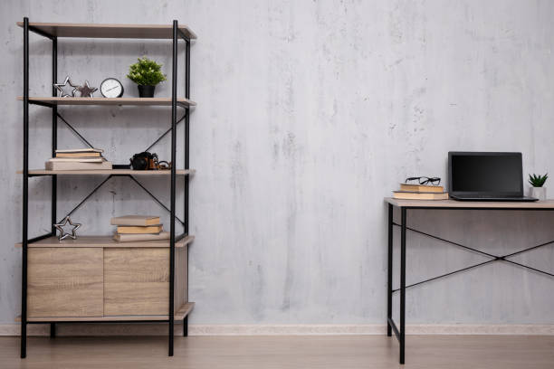 istock Business and computers concept - shelf and table with copy space 1516133889