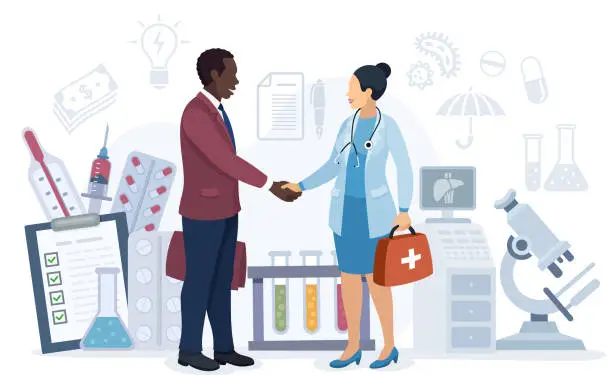 Vector illustration of Business and Medicine. Healthcare and Money.