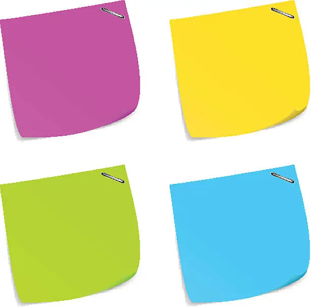 Vector illustration of Set of colorful sticky memo notes