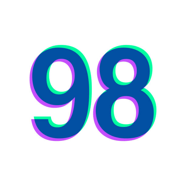 istock 98 - Number Ninety-eight. Icon with two color overlay on white background 1516224961
