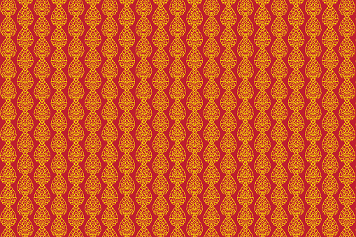 Illustration, Abstract pattern of Thai art on red background.
