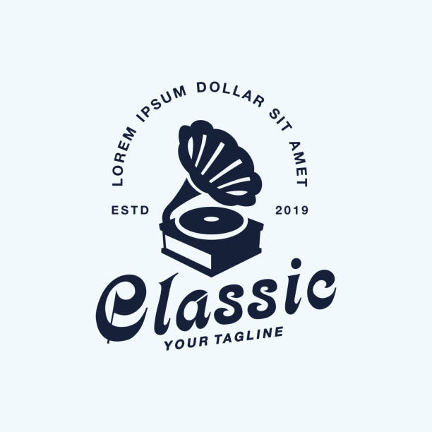 Print Music Classic Vector Logo Design Template Idea music speaker logo stock illustrations