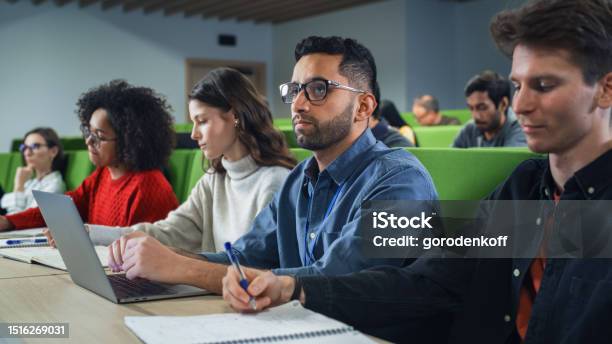 Hand Some Study Smart Handsome Male Student Studying In University With Diverse ...