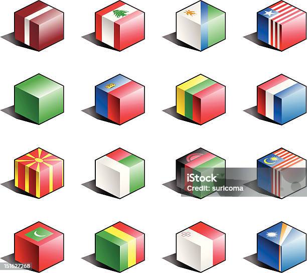 Bandiera Set Di Icone Parte 7 - Immagini vettoriali stock e altre immagini di Badge - Badge, Bandiera, Cubo