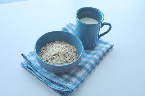 corn flakes and milk for morning breakfast on table