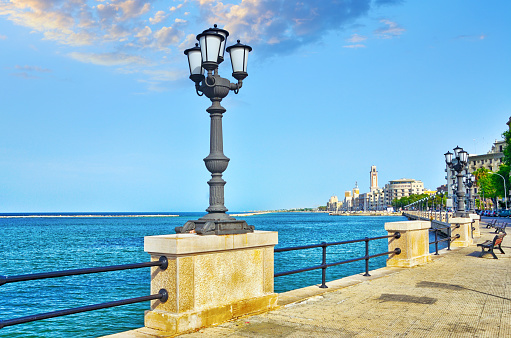 Seaside Promenade of the town of Bari in Italy