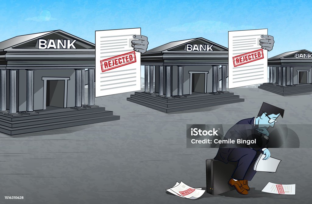 Bank Refusing Vector Rejected Loan Application Stock Illustration - Download Image Now ...