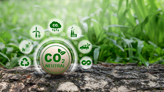 CO2 neutral, Reduce CO2 emission concept.Sustainable development and business based on renewable energy. Renewable energy-based green businesses can limit climate change and global warming.