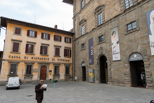 Cortona Arezzo Val di Chiana Tuscany Italy on May 7, 2022 etruscan architecture tourist point
